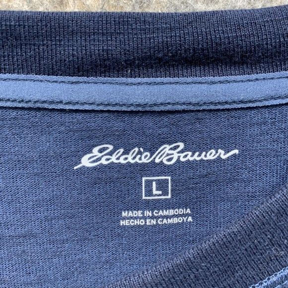 Eddie Bauer Shirt Men's Large Adult Blue Tee Outdoors Polyester Logo - Picture 2 of 12